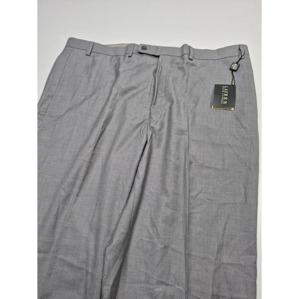 Lauren Ralph Lauren Dress Pants Mens 42x34 Silver Flat Front NWT Classic Fit